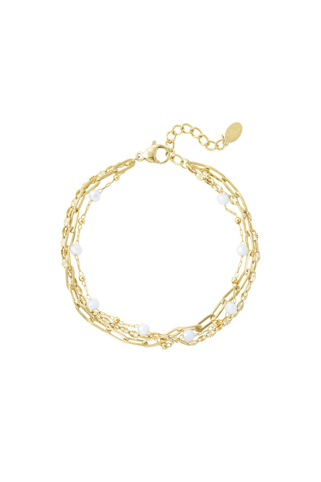 Armband drie lagen gekleurde details Goud kleur Stainless Steel