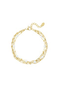 Armband drie lagen gekleurde details Goud kleur Stainless Steel