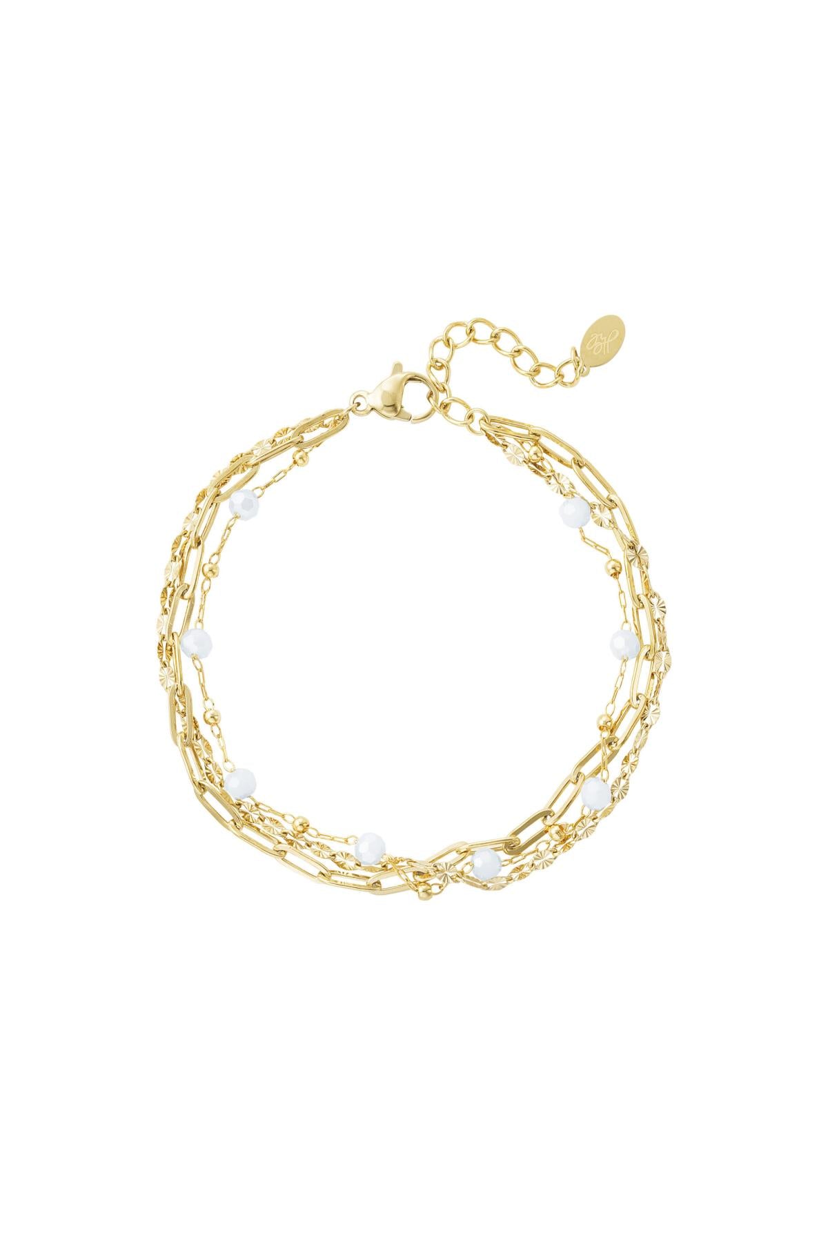 Armband drie lagen gekleurde details Goud kleur Stainless Steel