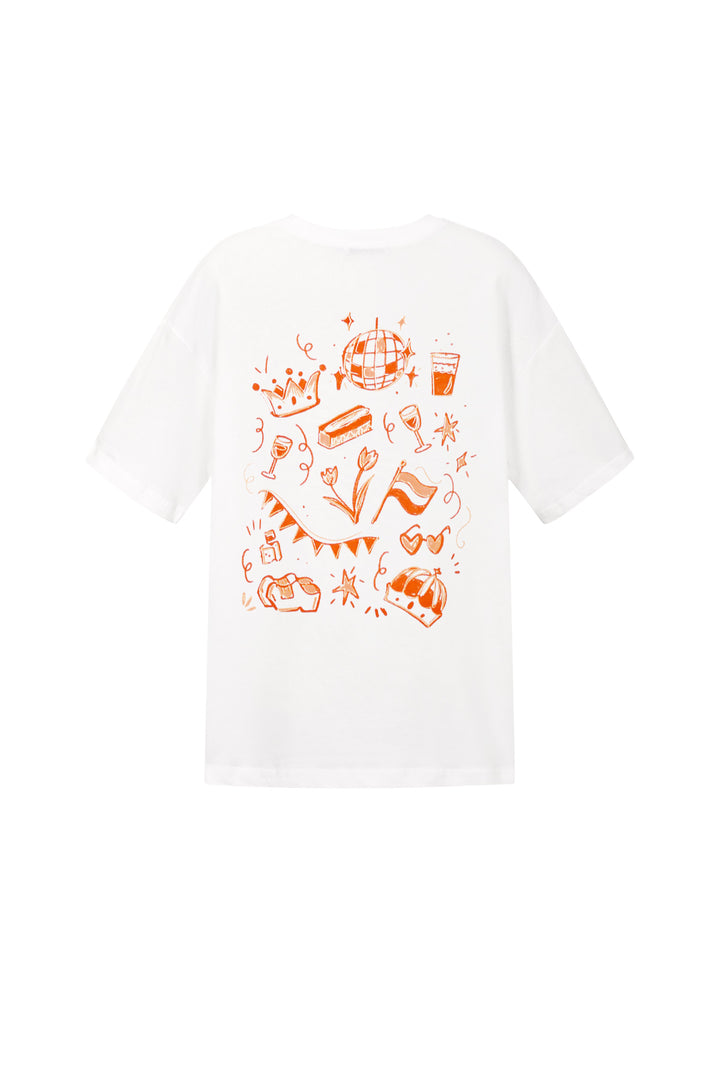 T-shirt met kroon-cartoonpatroon