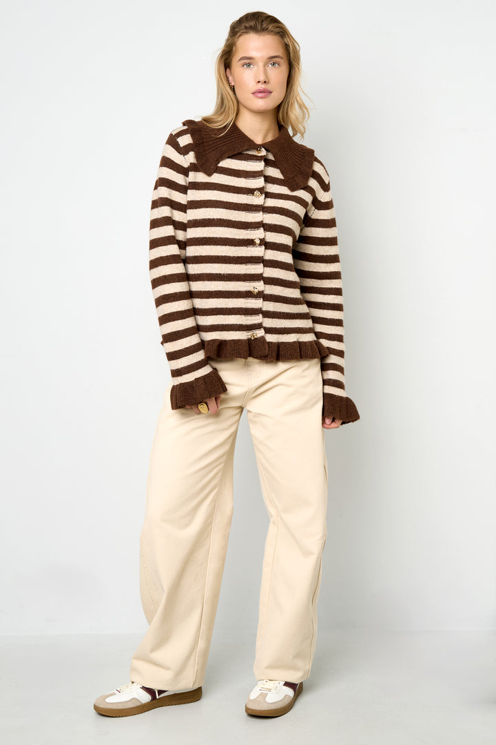 Gebreide Polyestervezel Vrouwen Cardigan Casual Strepen