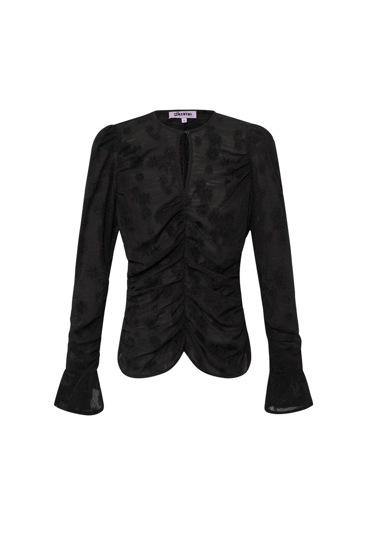 Polyester Vrouwen Lange Mouw Top Gerimpeld Ontwerp