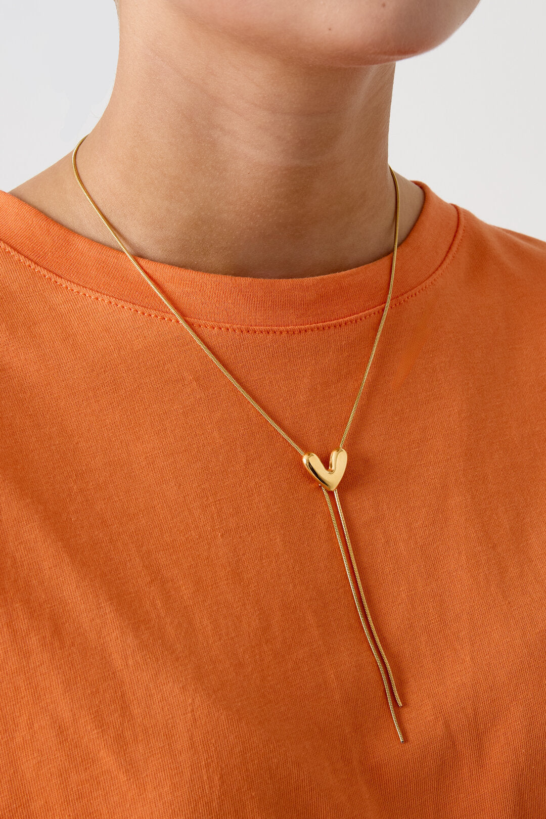 Roestvrijstalen hangerkettingen met hartvormige hanger, casual en eenvoudig model, dames sieraden.