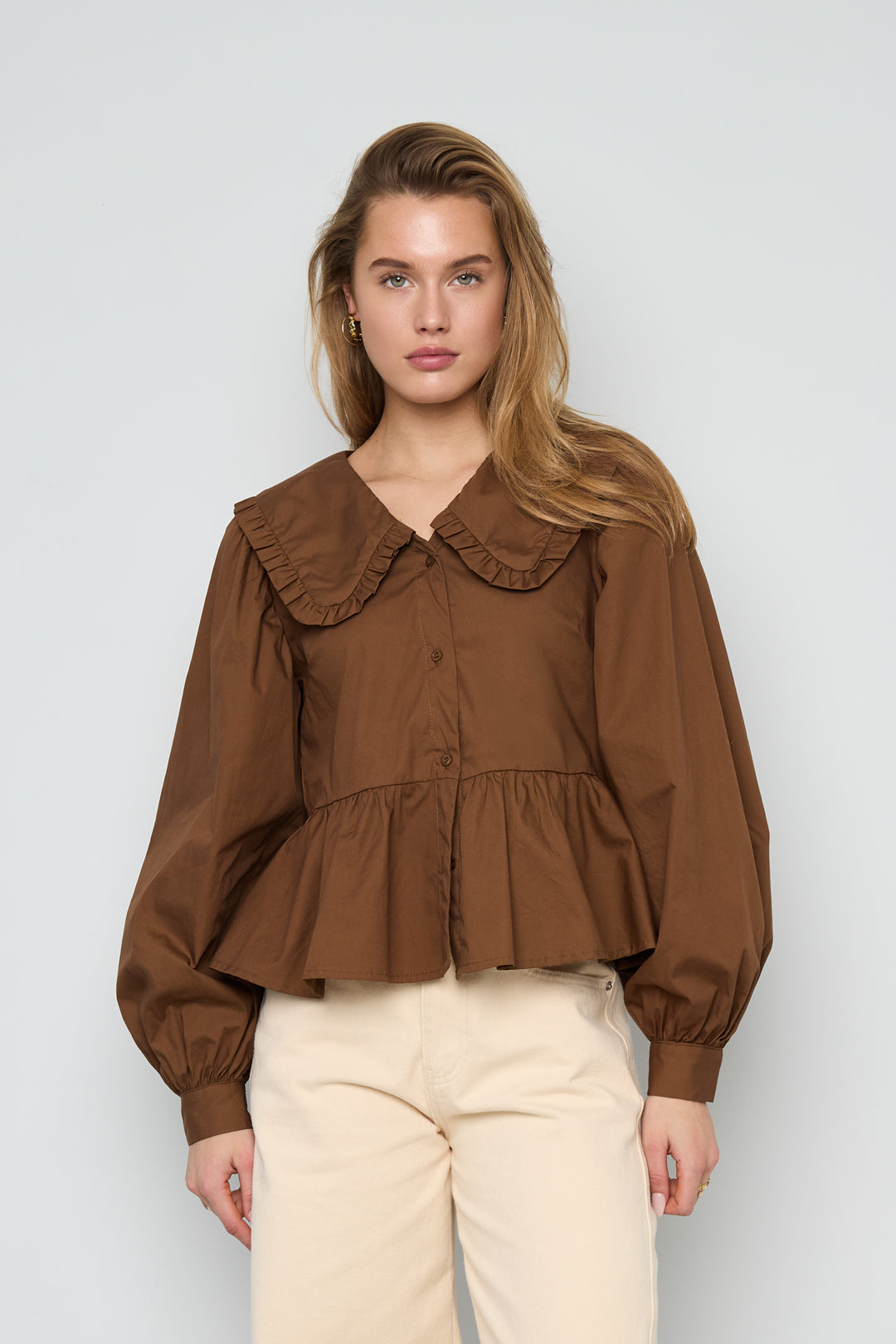 Katoenen blouses en overhemden Effen casual lente/zomerkleding