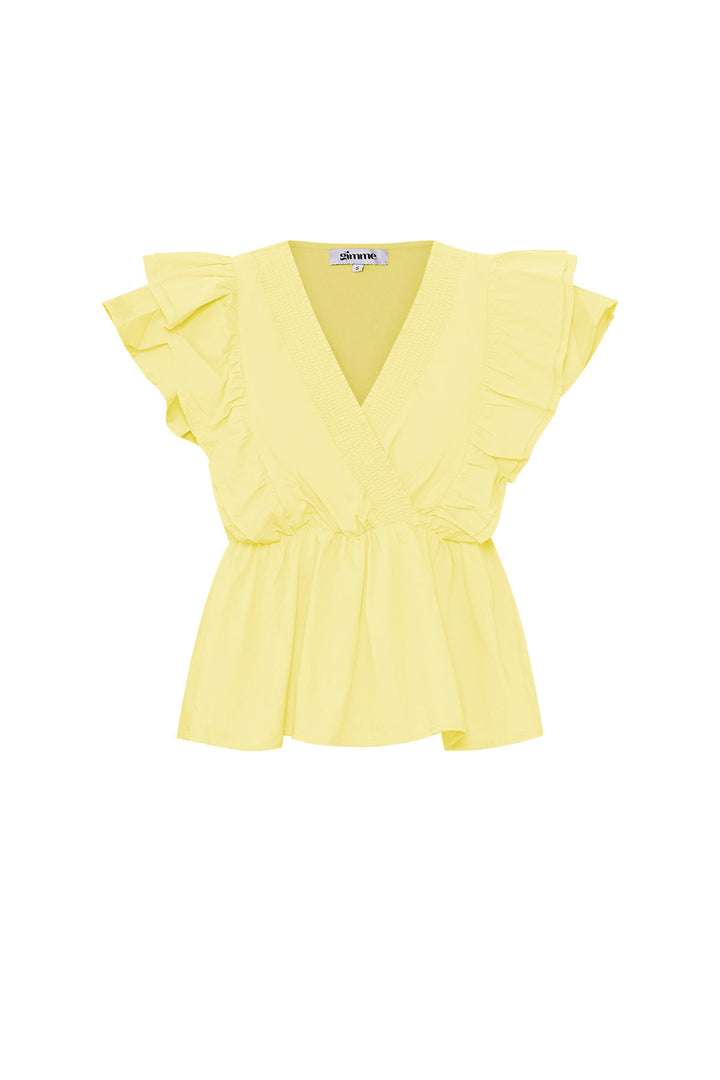 Geweven mouwloze top elegant ruches rand solide kleur lente/zomer