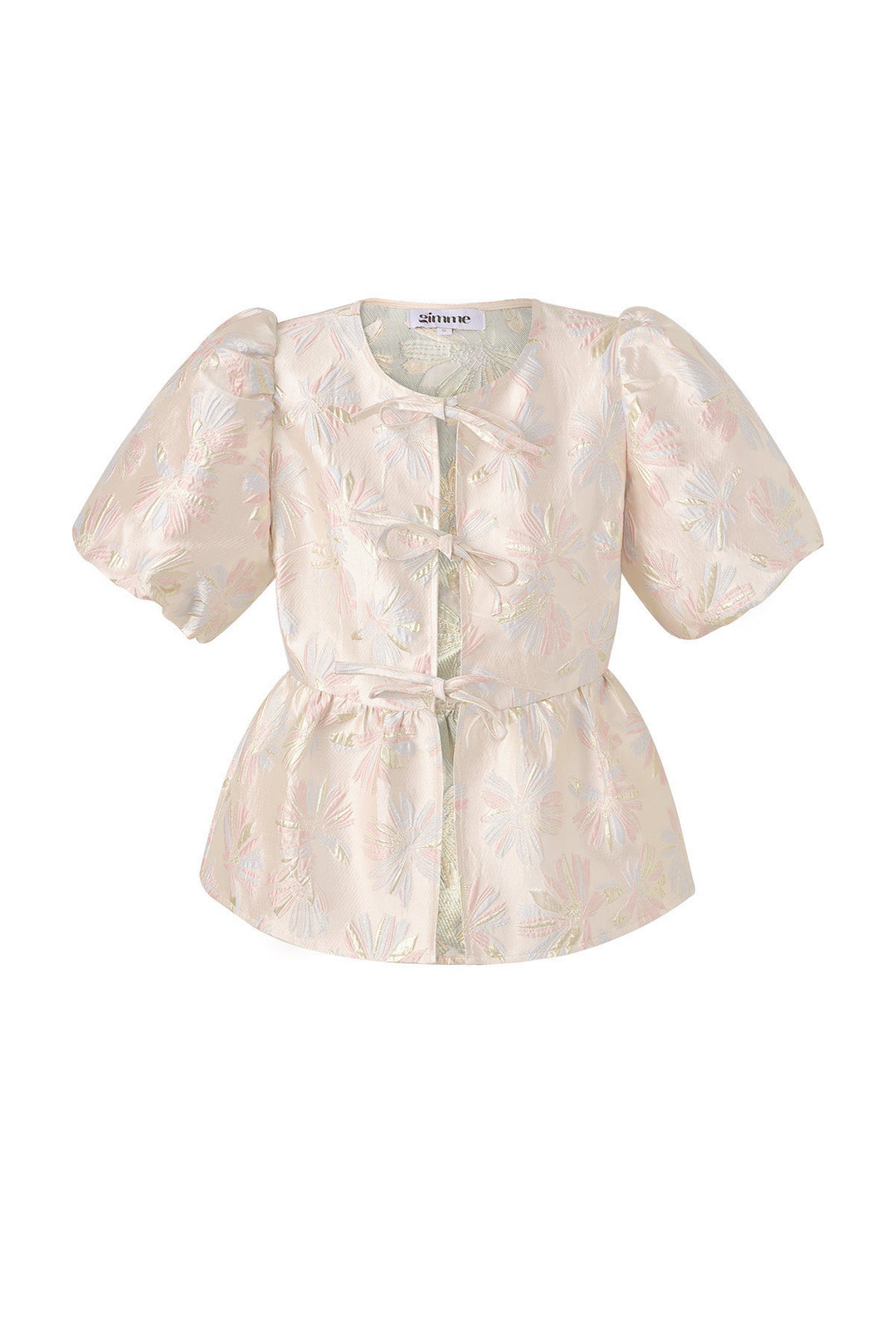 Geweven Polyestervezel Vrouwen Korte Mouw Top Elegante Bloemenprint