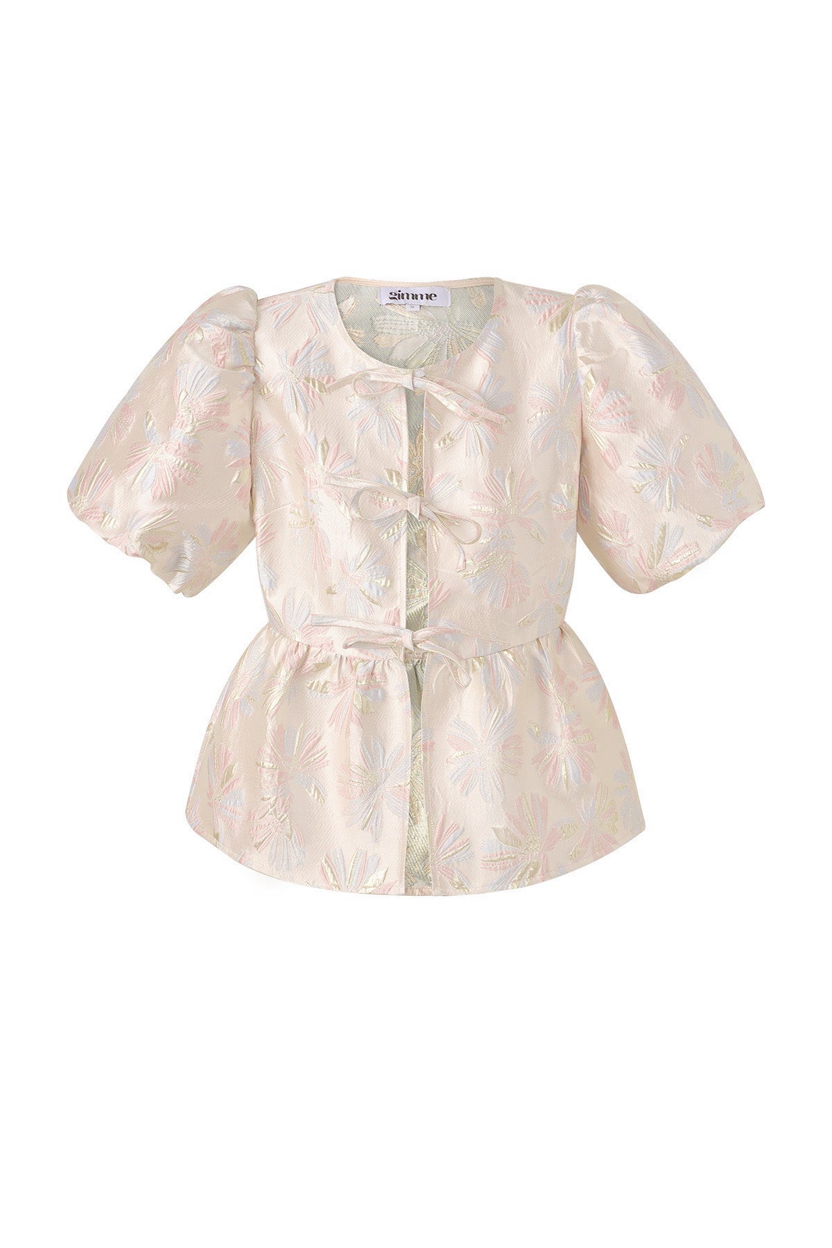 Geweven Polyestervezel Vrouwen Korte Mouw Top Elegante Bloemenprint