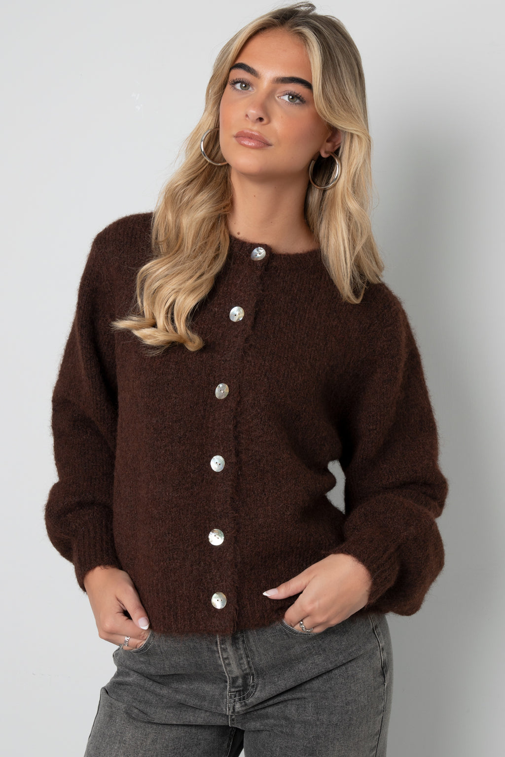 Gebreide Polyestervezel Vrouwen Cardigan Casual Solide Kleur Herfst/Winter