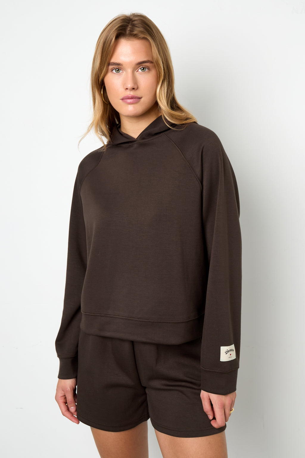 Gebreide Polyestervezel Vrouwen Hoodie Sportief Eenvoudige Kleur