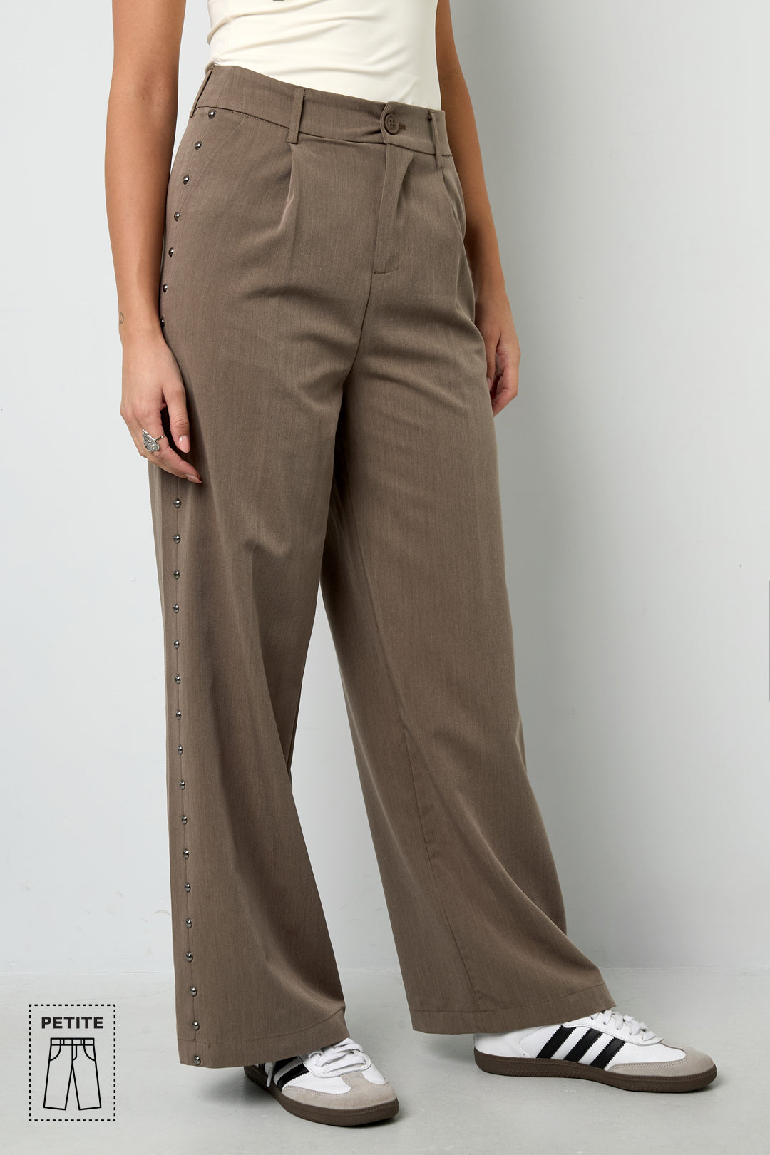 Geweven Polyestervezel Vrouwen Brede Broek Elegante Solide Kleur Herfst/Winter