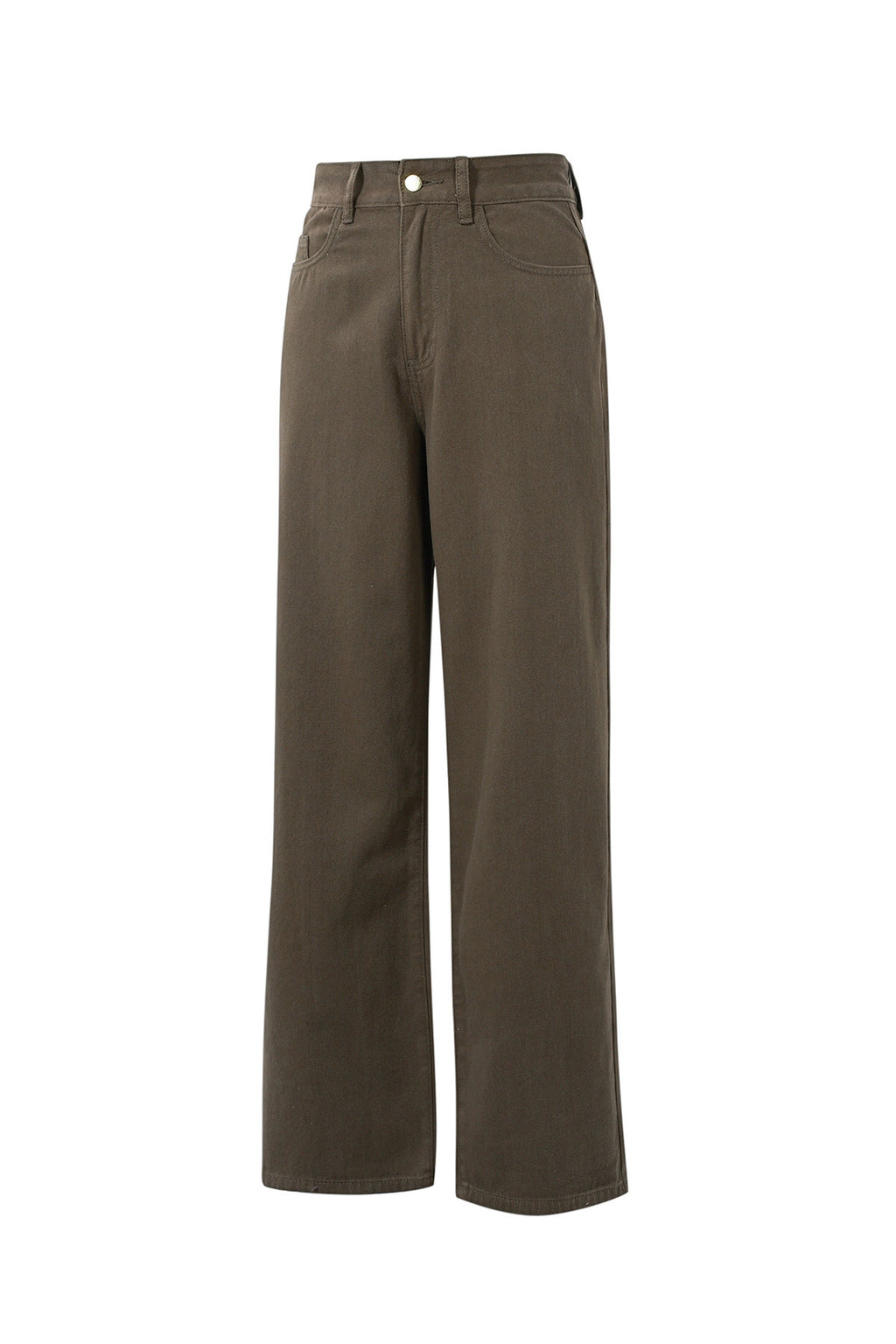 Geweven Katoen Vrouwen Rechte Broek Casual Eenvoudige Kleur