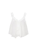 Geweven Witte Mouwloze Top Casual Solide Kleur Ruchesrand