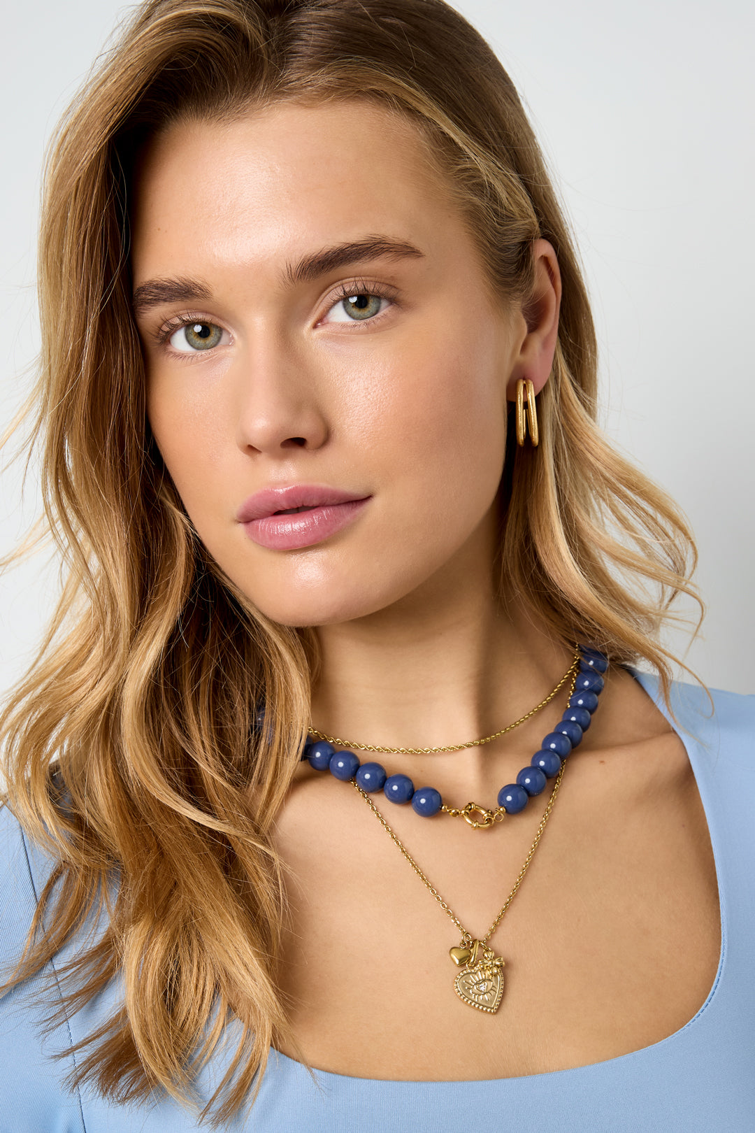 Ketting met kralen en frontsluiting-12mm