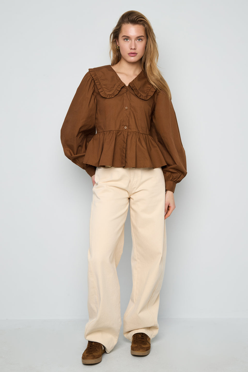 Katoenen blouses en overhemden Effen casual lente/zomerkleding