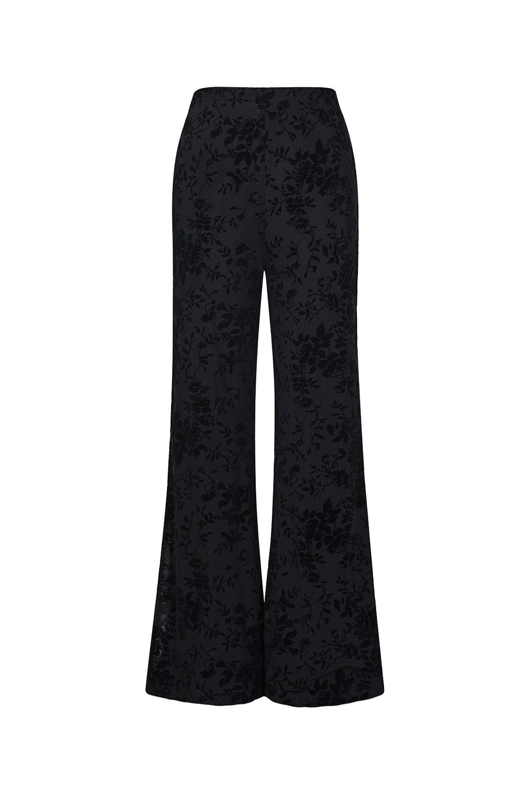 Mesh broek met suède bloemenprint – designed to match