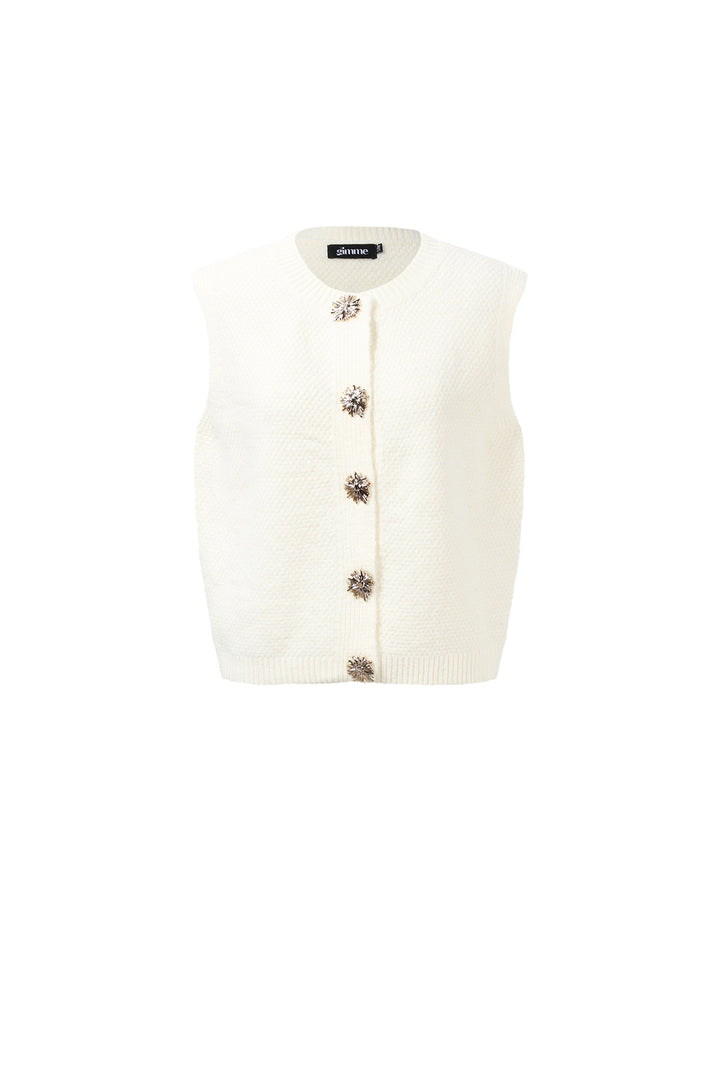 Gebreide Polyestervezel Vrouwen Gebreide Vest Casual Solide Kleur