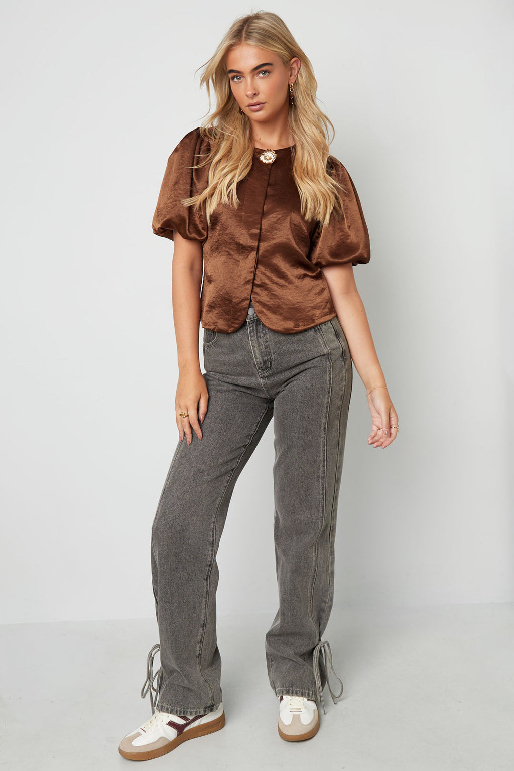Geweven Polyestervezel Vrouwen Korte Mouwen Tops Elegant Solide Kleur