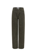 Geweven Katoen Vrouwen Rechte Broek Luipaardprint Herfst/Winter