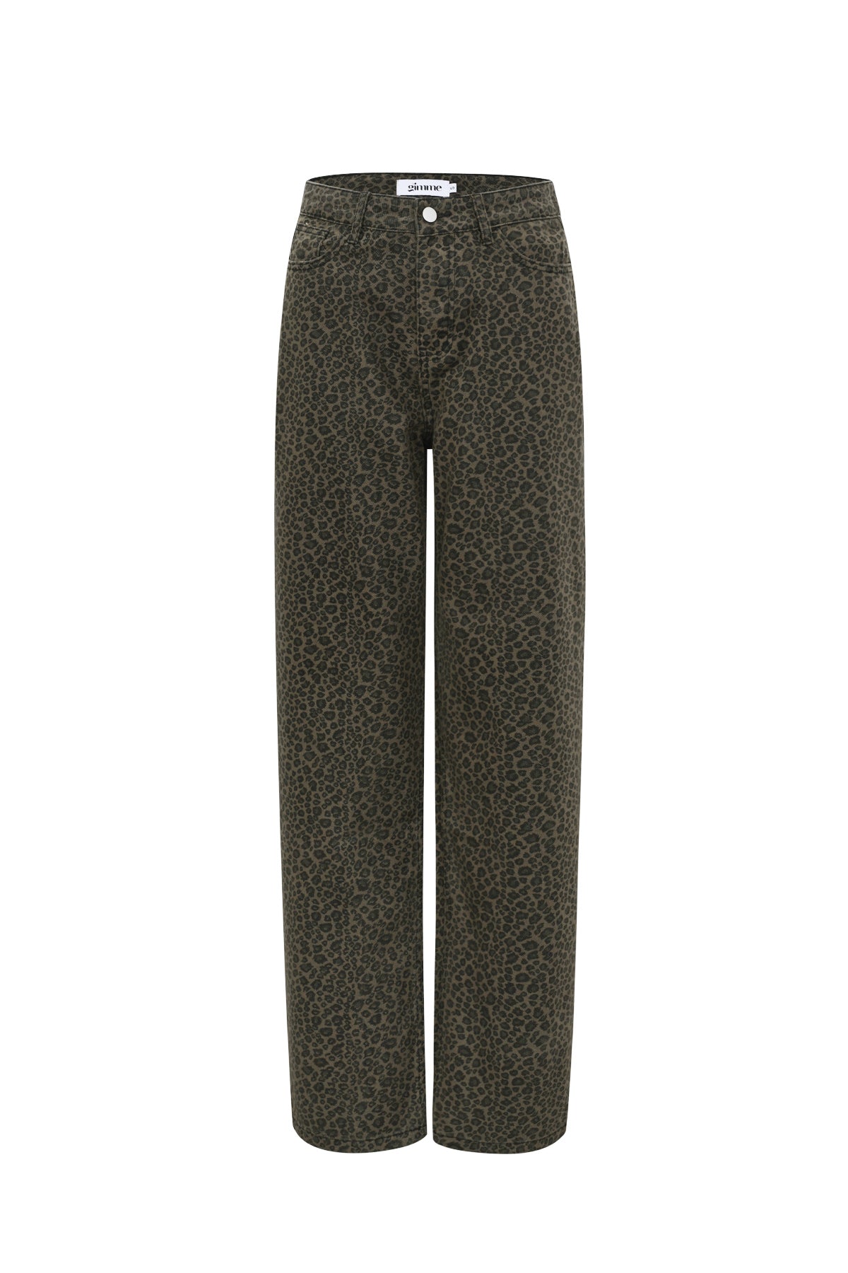 Geweven Katoen Vrouwen Rechte Broek Luipaardprint Herfst/Winter