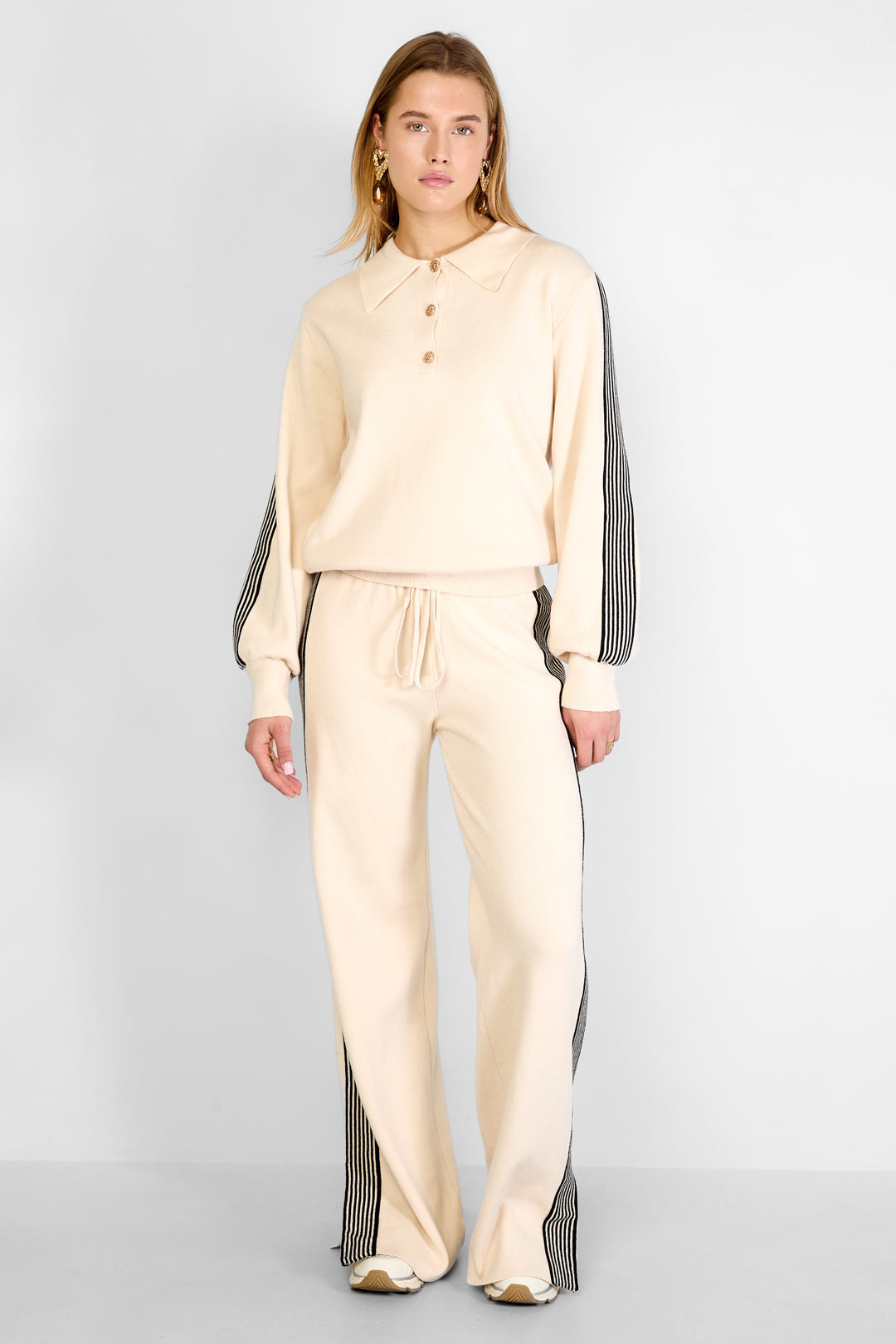 gebreide broek met strepen