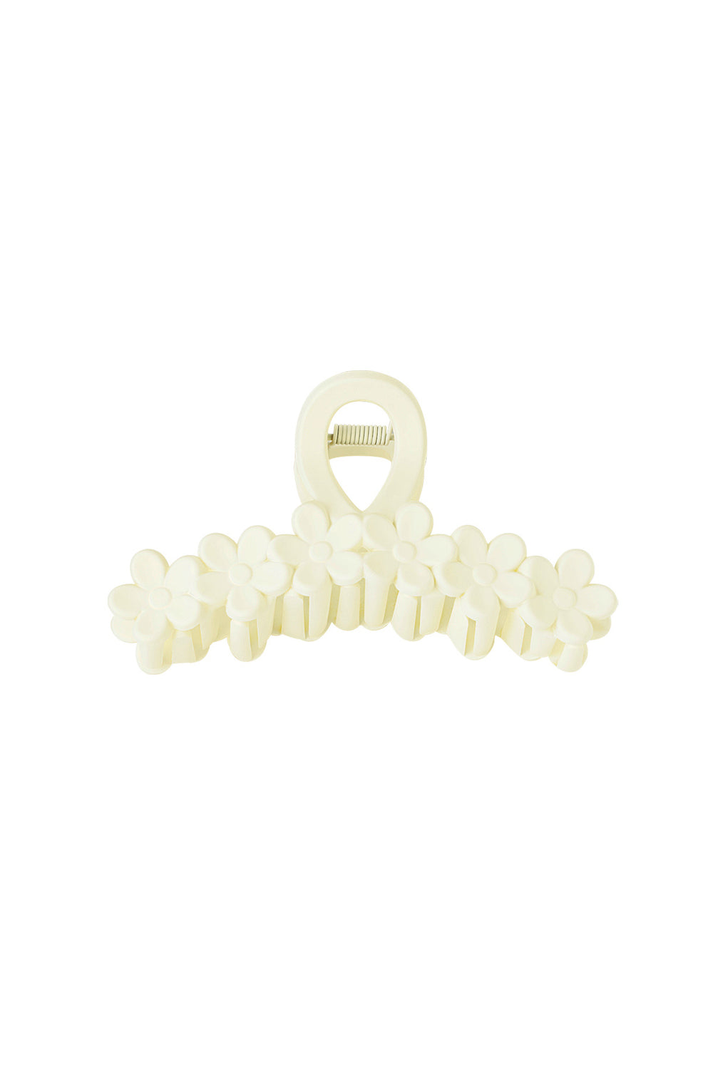 Haarklem bloemetjes op een rij - creme Plastic