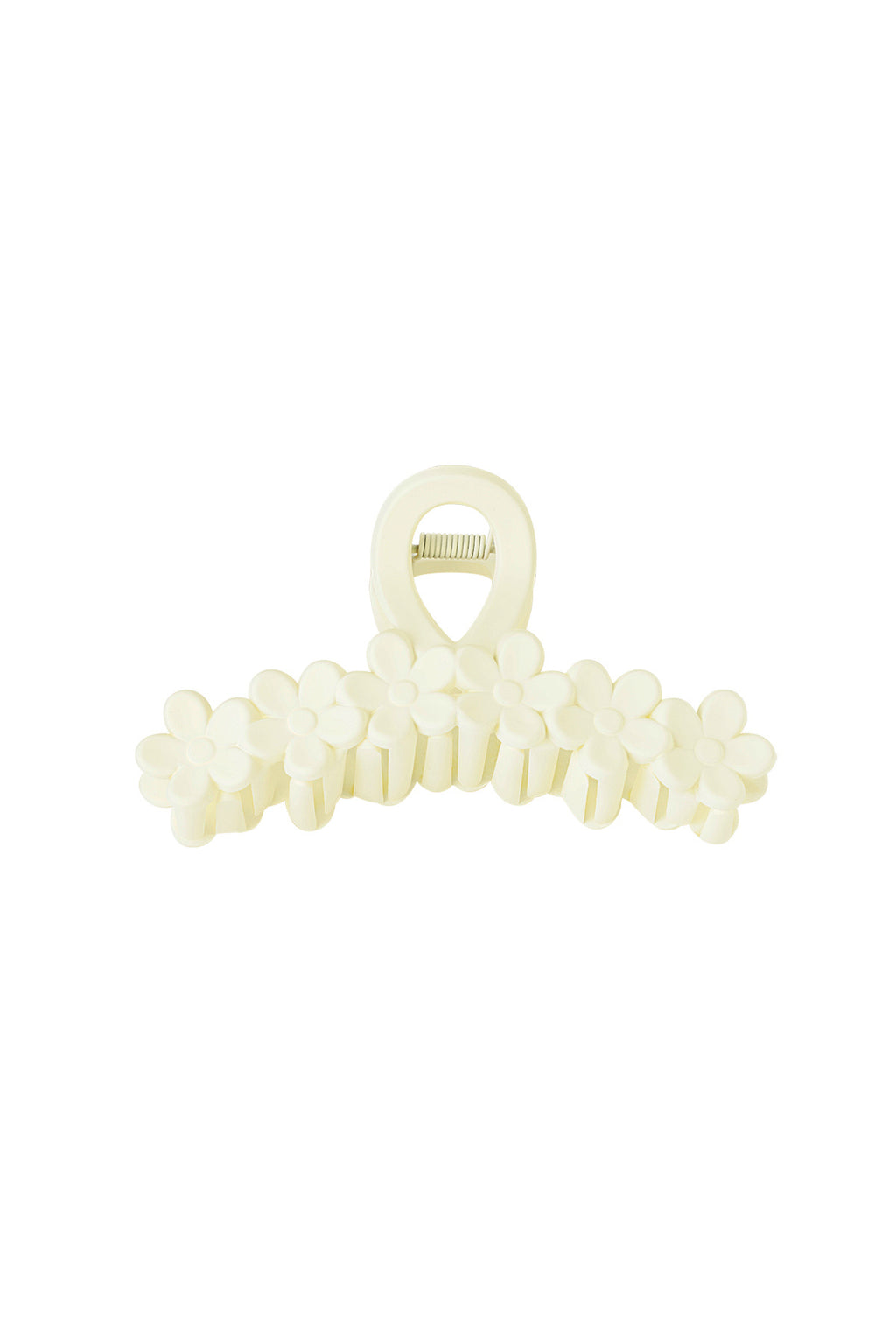 Haarklem bloemetjes op een rij - creme Plastic
