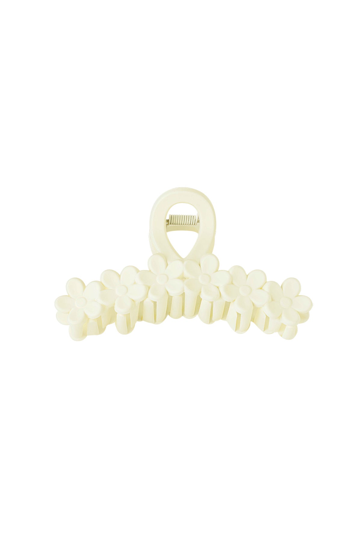 Haarklem bloemetjes op een rij - creme Plastic