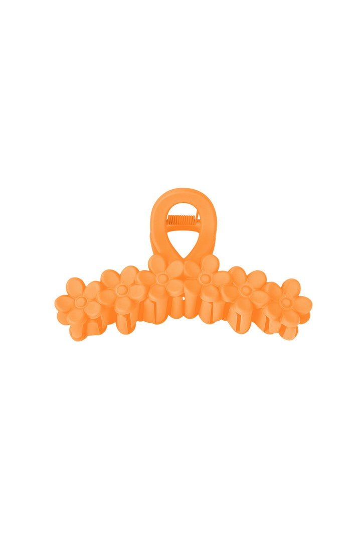 Haarklem bloemetjes op een rij - creme Plastic