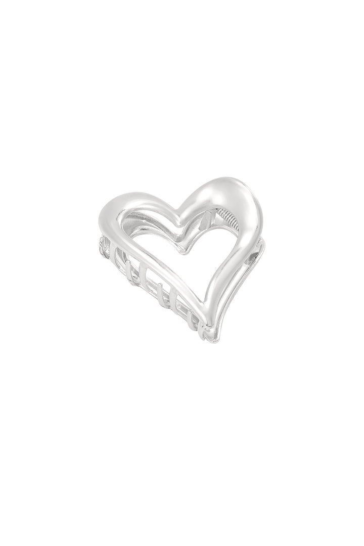 Zilveren hart haarclip