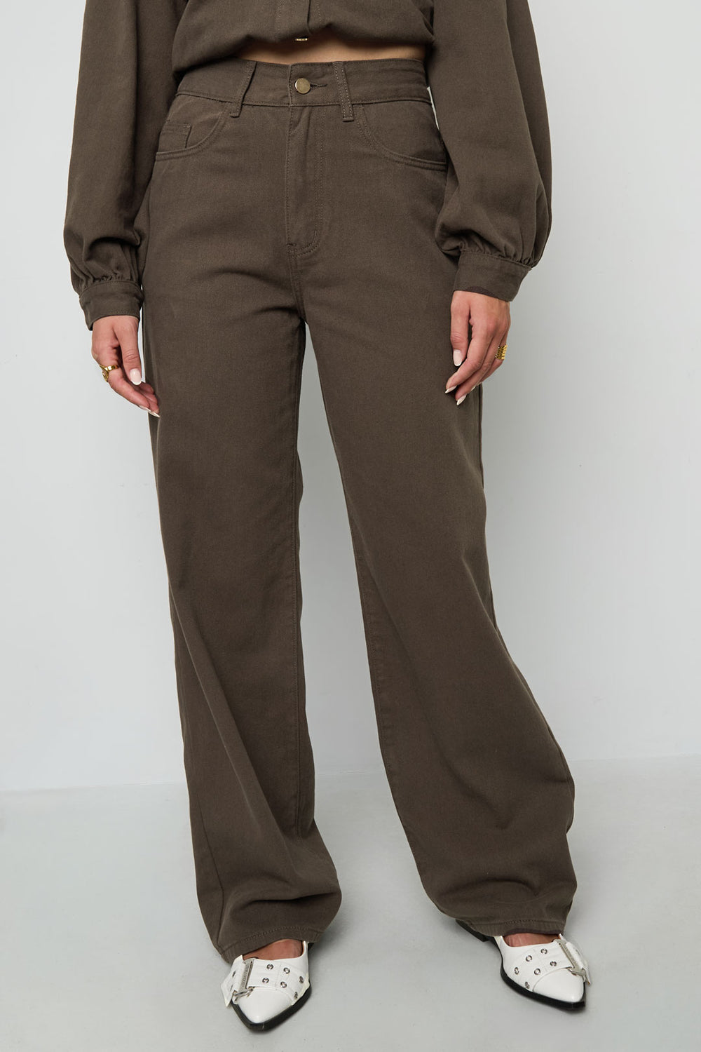 Geweven Katoen Vrouwen Rechte Broek Casual Eenvoudige Kleur