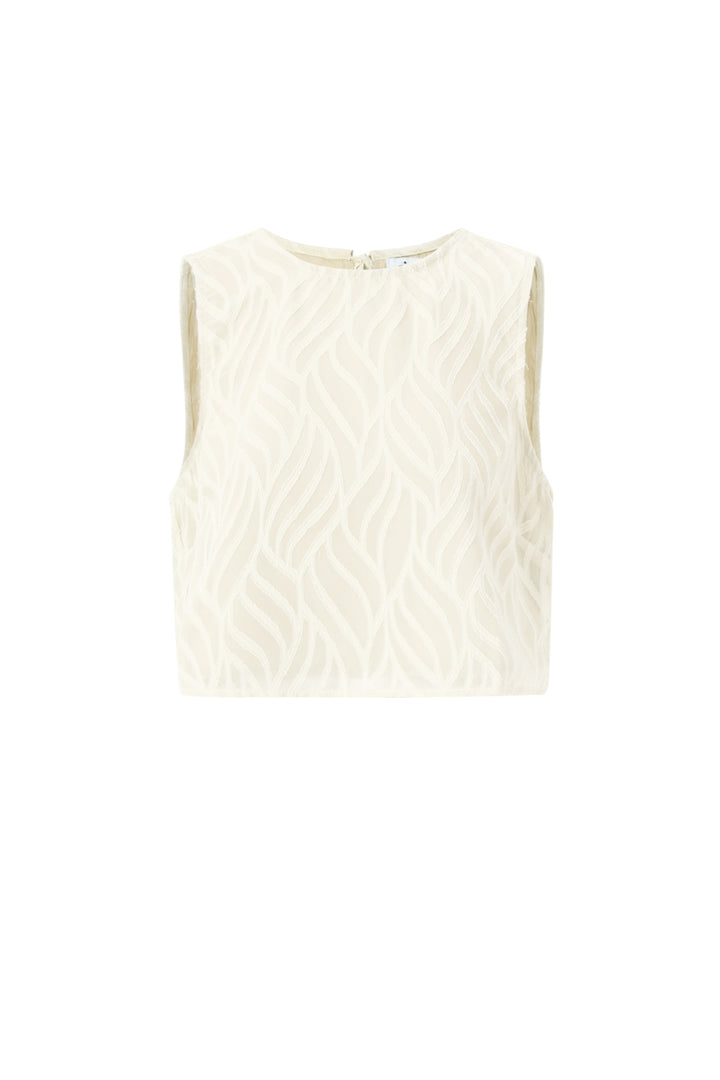 Geweven Polyestervezel Vrouwen Mouwloze Tops Elegante Botanische 2-delige Set