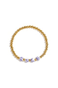 Massieve kralenarmband met kralen in blauwe floral print