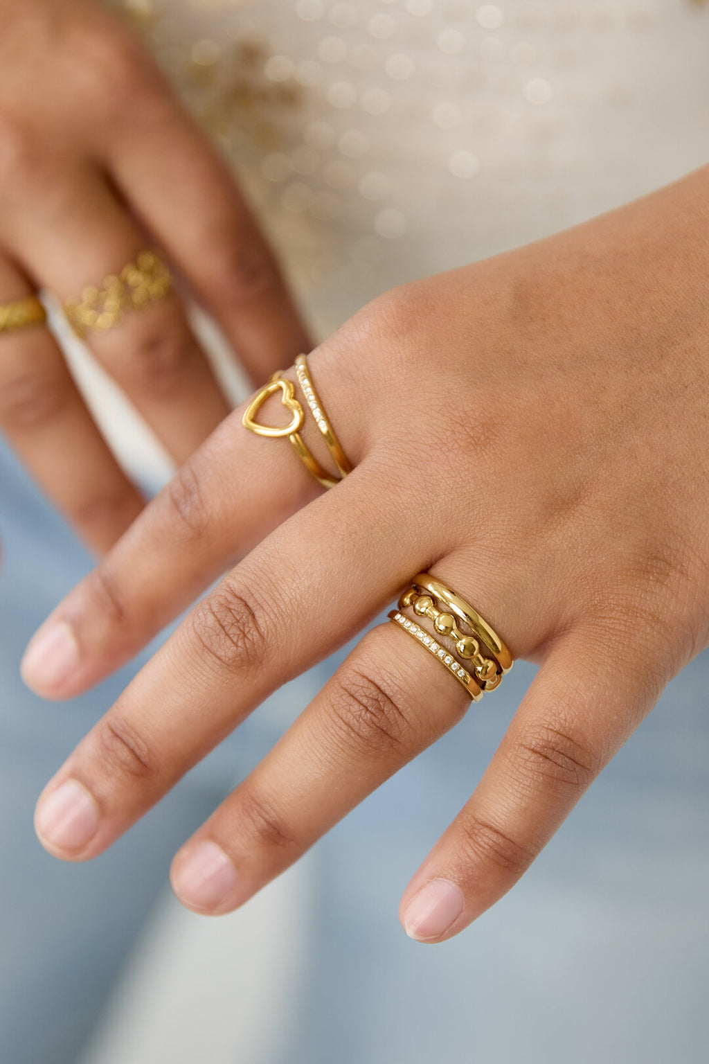 3 laagse ring ronde details en steentjes