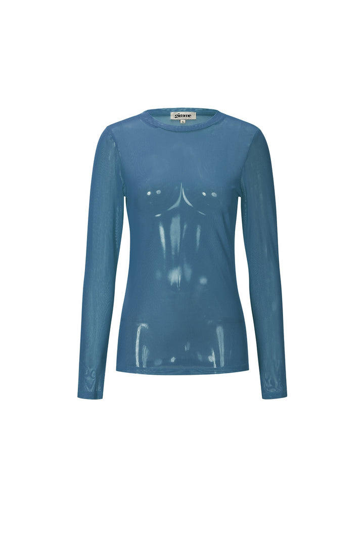 Mesh top met lange mouwen