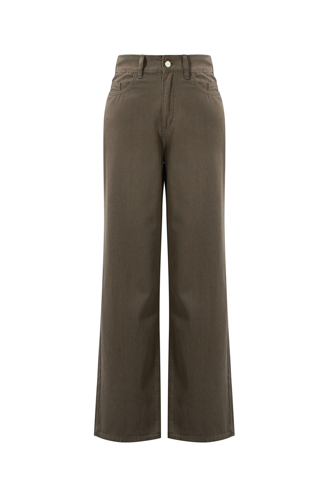Geweven Katoen Vrouwen Rechte Broek Casual Eenvoudige Kleur
