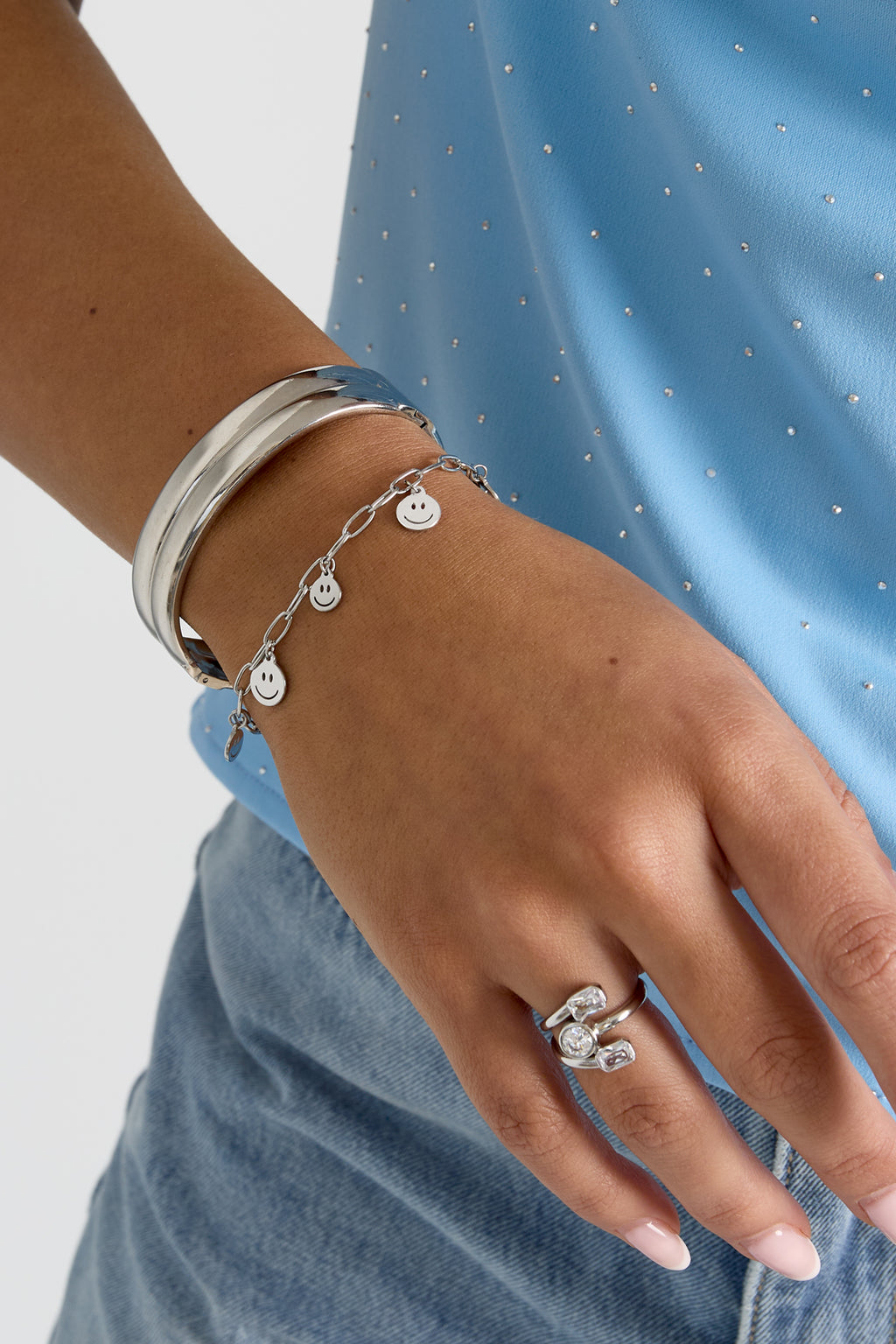 Armband meerdere smileys Goud kleur Stainless Steel