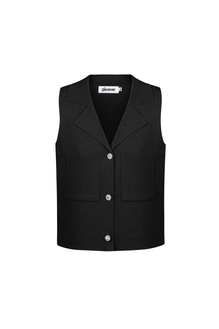 Viscose Dames mouwloze top V-hals knoopvoorkant