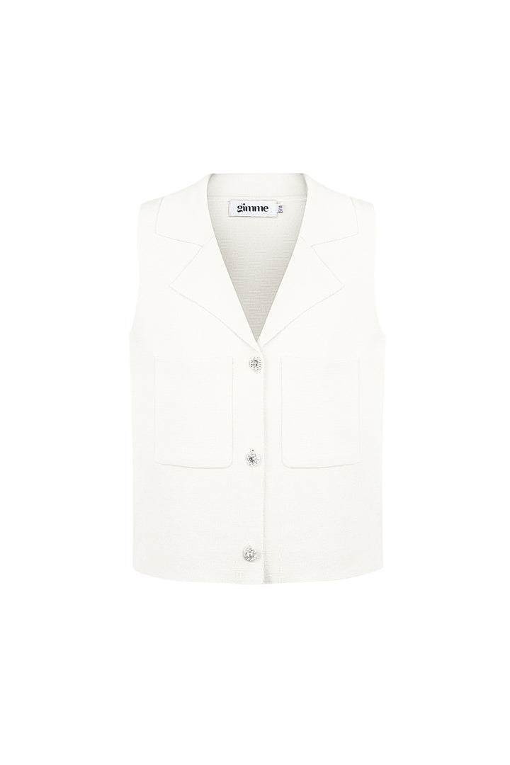 Viscose Dames mouwloze top V-hals knoopvoorkant