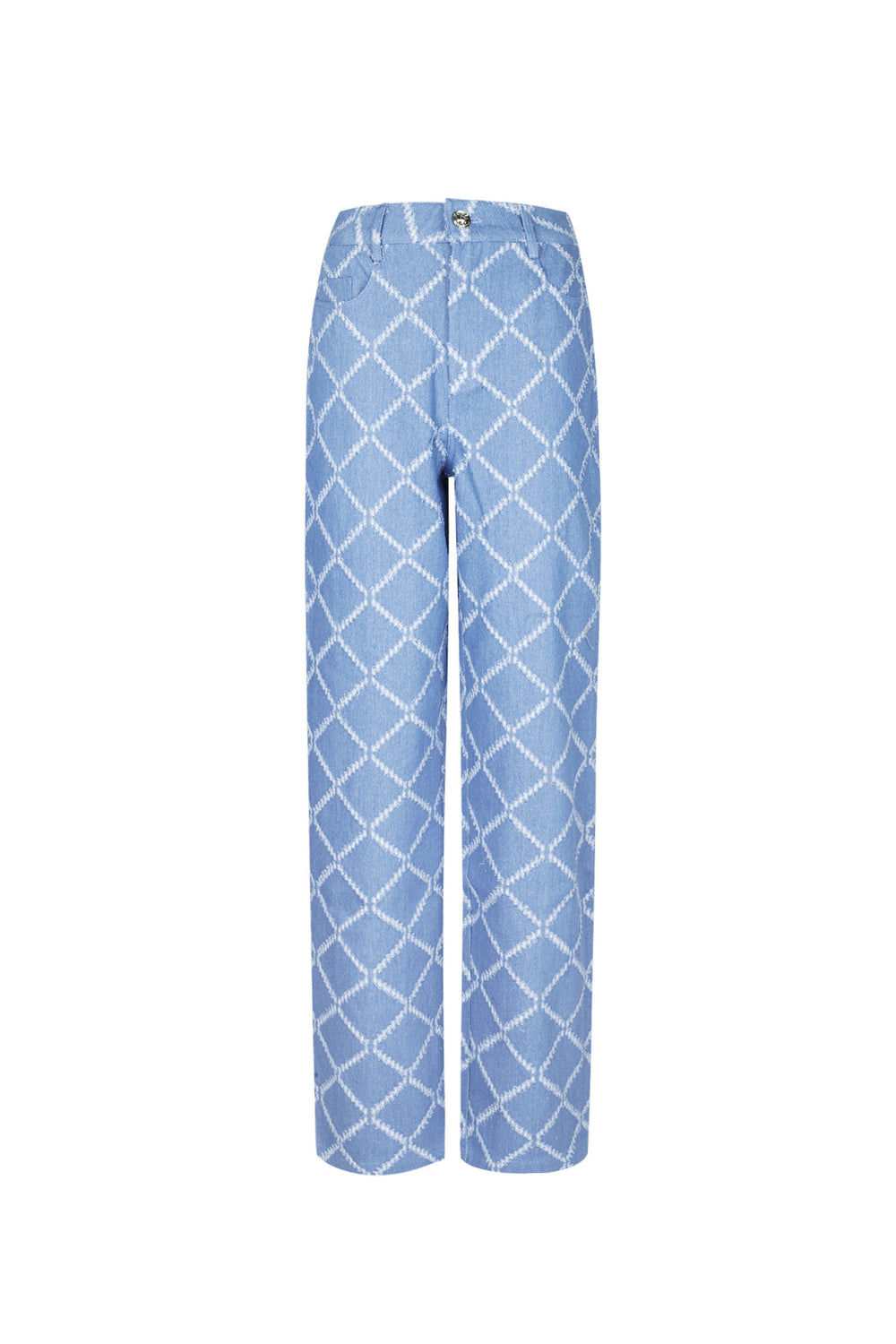 Cotton Woven Vrouwen Rechte Broek Plaid Casual