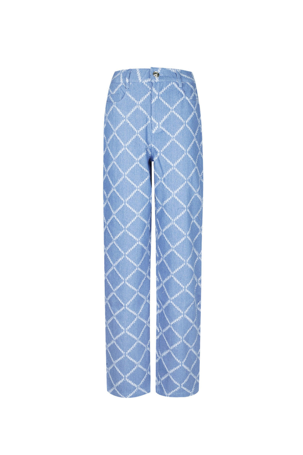 Cotton Woven Vrouwen Rechte Broek Plaid Casual