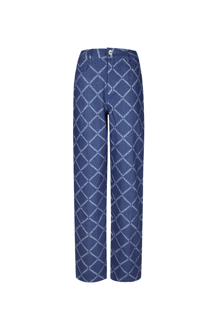 Cotton Woven Vrouwen Rechte Broek Plaid Casual