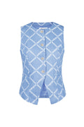 Cotton Vrouwen Mouwloze Top Gespeld Geometrisch Patroon