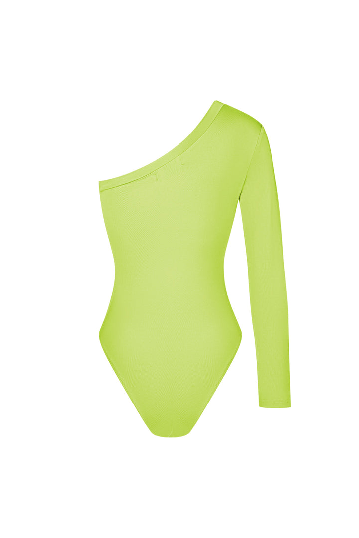 Polyester Vrouwen Een-schouder Bodysuit Asymmetrisch Ontwerp
