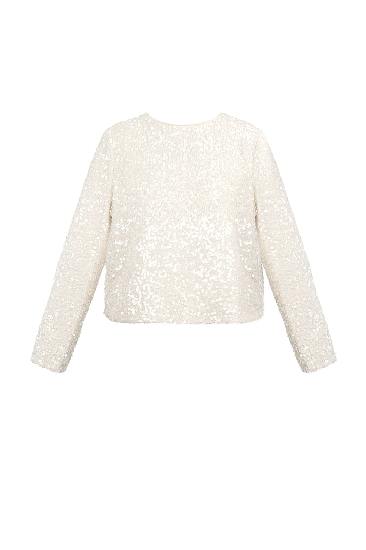 Polyester Lange Mouw Top Geknipt Met Vlinderdetail
