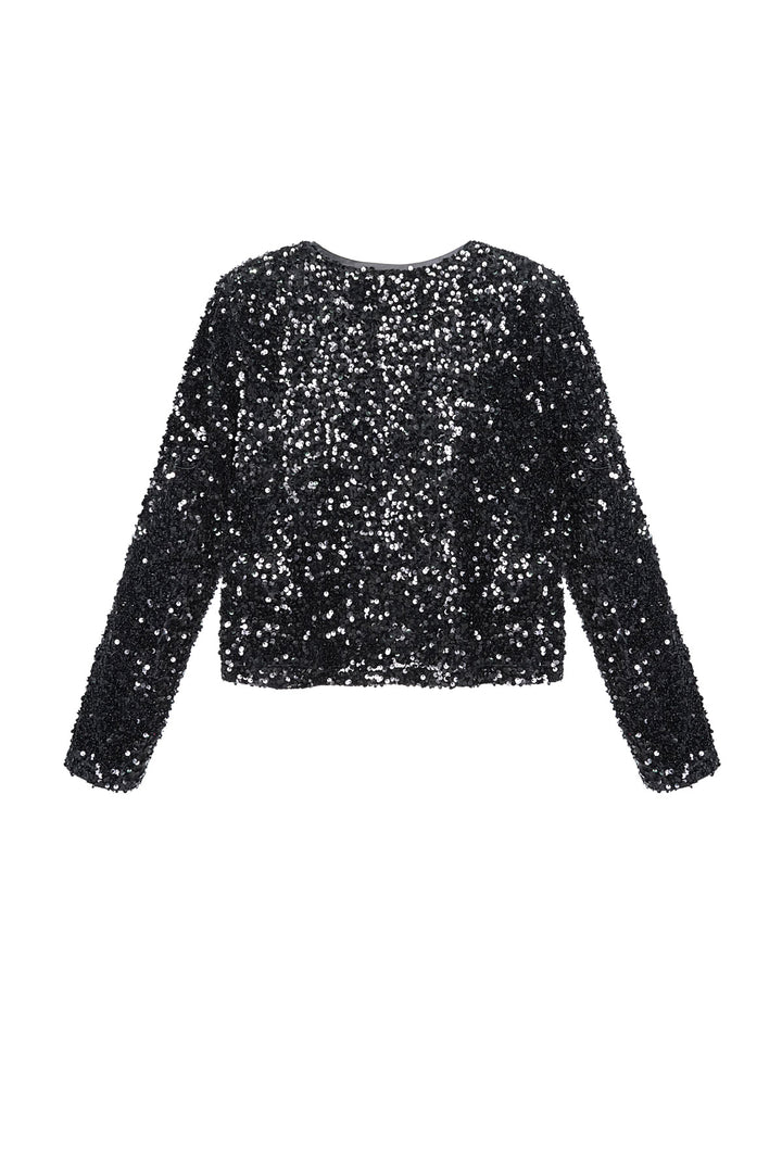 Polyester Lange Mouw Top Geknipt Met Vlinderdetail