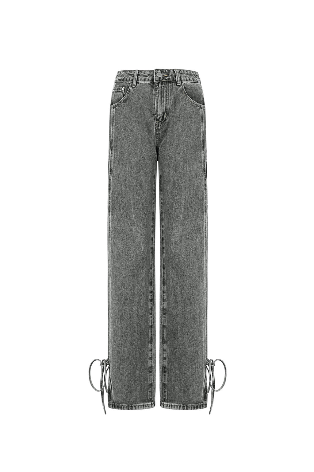 Cotton Woven Vrouwen Rechte Jeans Casual Knopen Detail