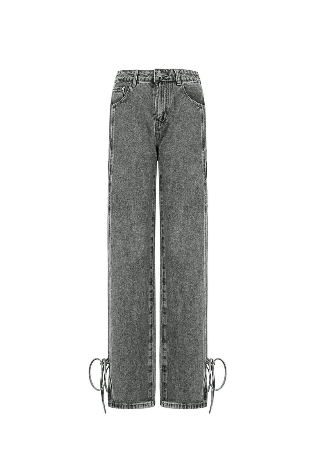 Cotton Woven Vrouwen Rechte Jeans Casual Knopen Detail