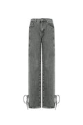 Cotton Woven Vrouwen Rechte Jeans Casual Knopen Detail