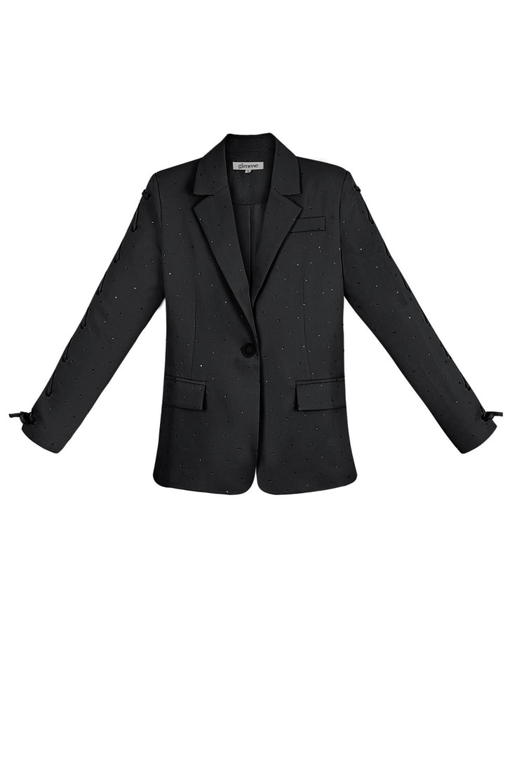 Polyester Vrouwen Jas Set Met Veters Op Mouw