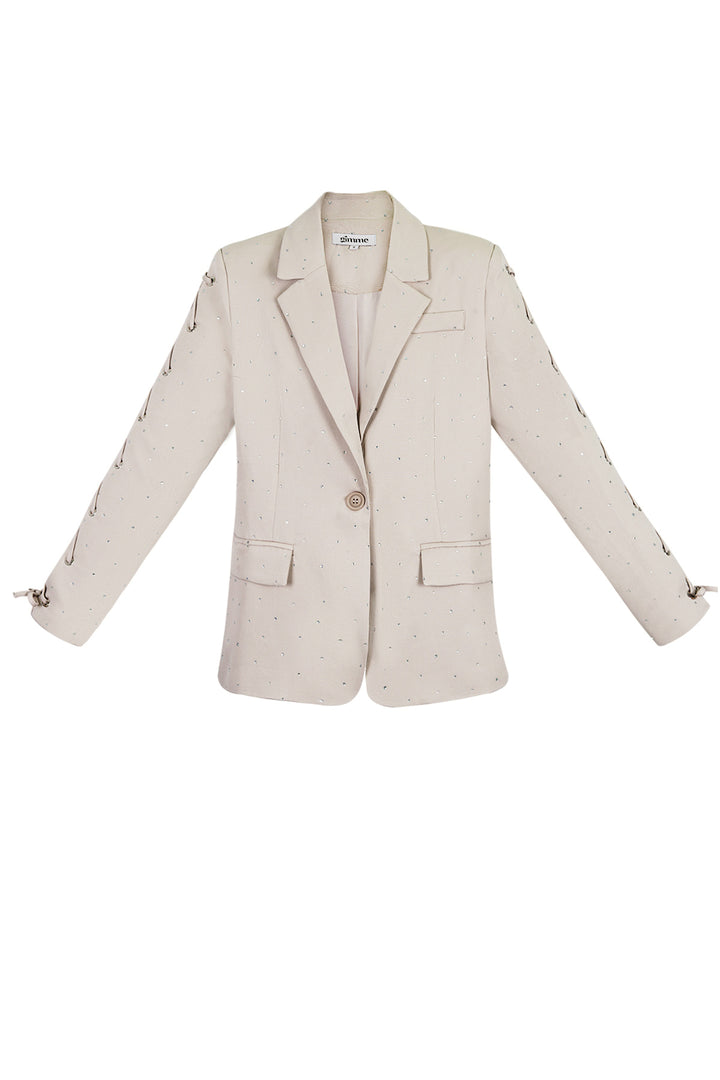 Polyester Vrouwen Jas Set Met Veters Op Mouw